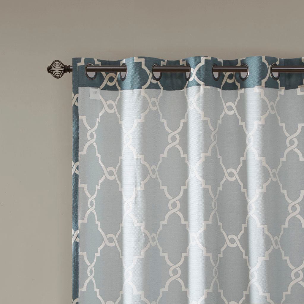 Fretwork Print Grommet Top Window Curtain Panel