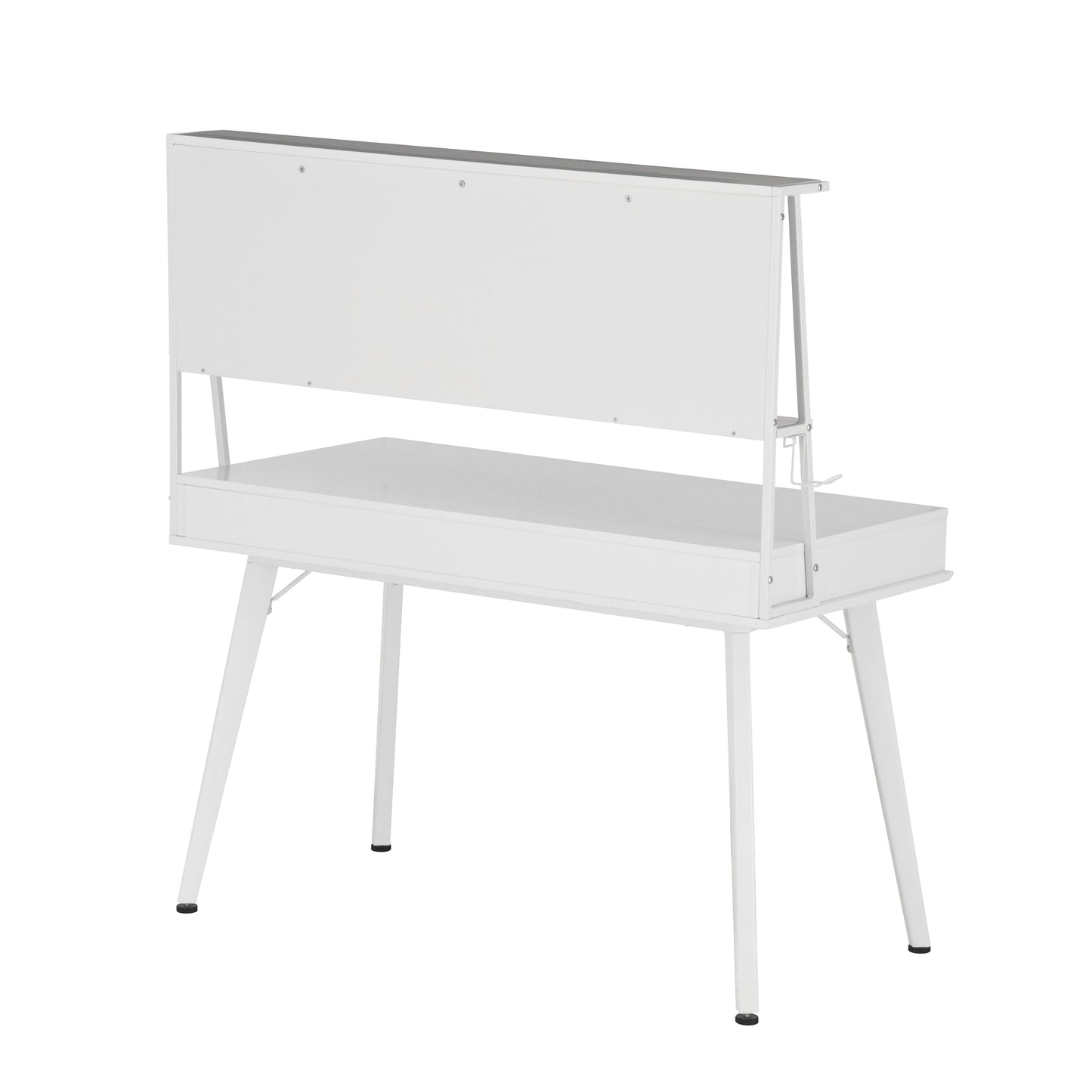 Techni Mobili Study Computer Desk with Storage & Magnetic Dry Erase White Board, White