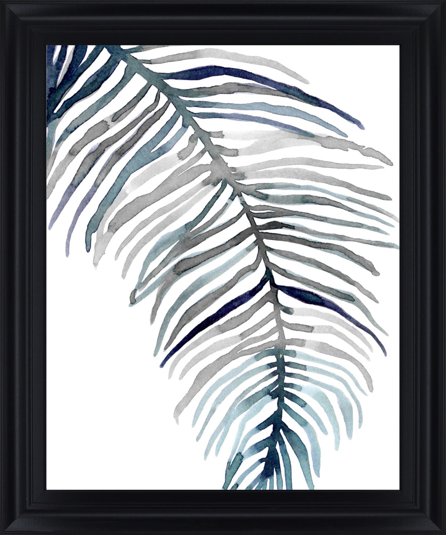 Blue Feathered Palm Ii By Emma Scarvey - Black