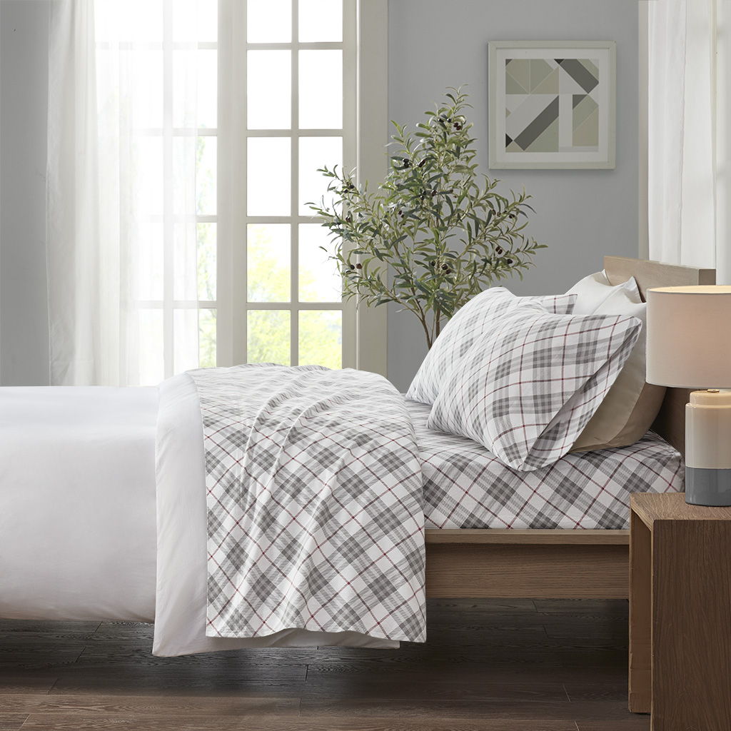 Cozy Flannel - California King Sheet Set - Red Plaid
