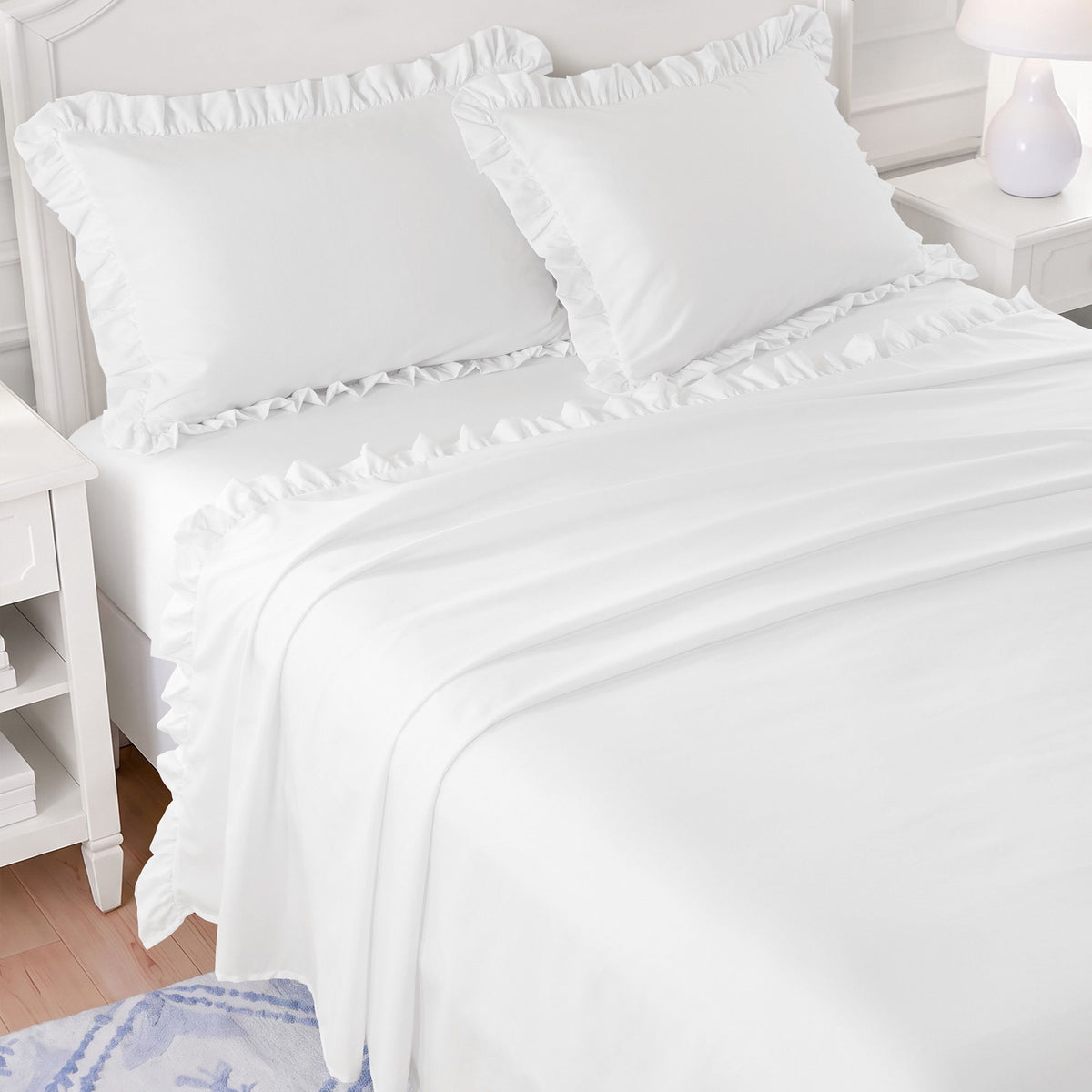 Microfiber Ruffle - Full Sheets - Bright White