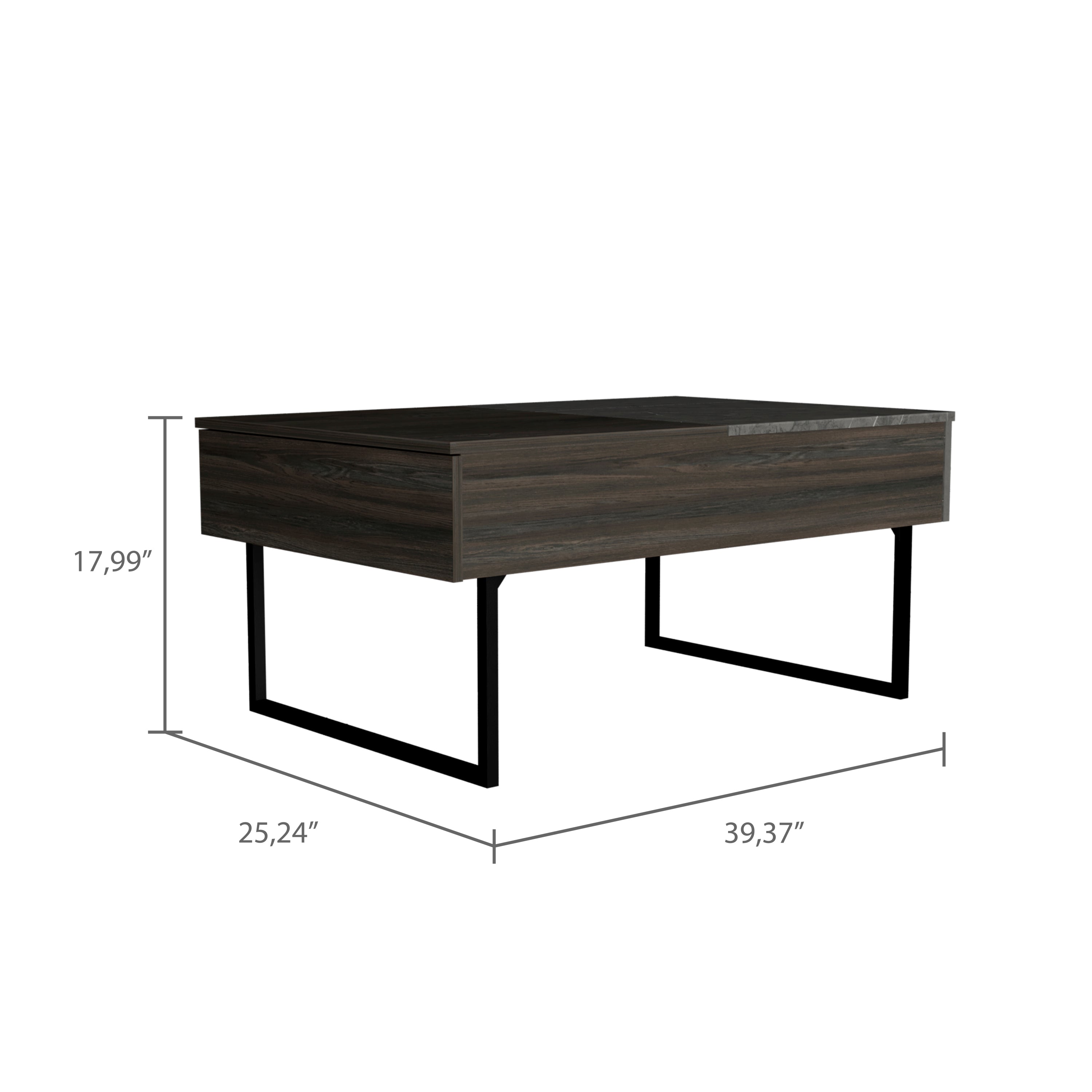 Lift Top Coffee Table 2 Dazza, One Drawer, Carbon Espresso / Onyx Finish