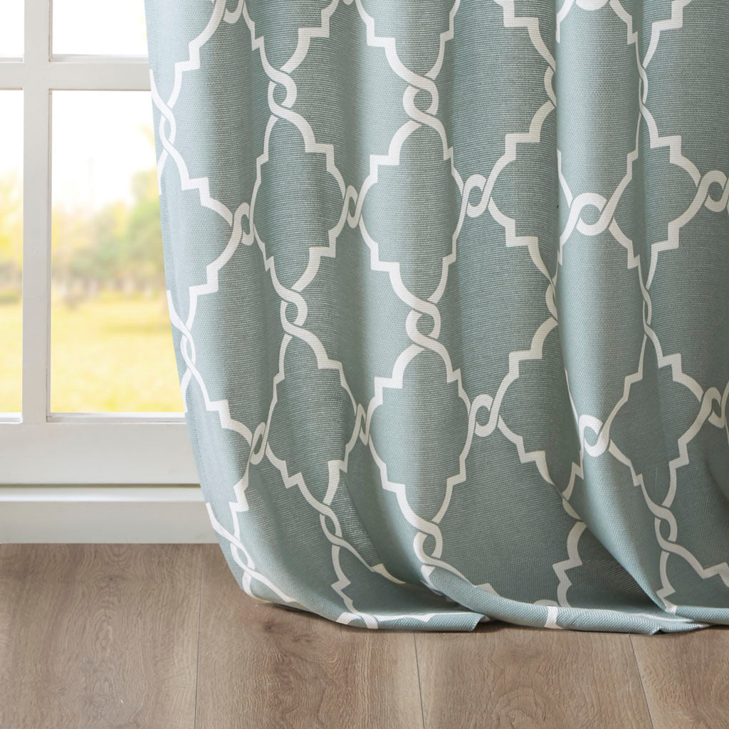 Fretwork Print Grommet Top Window Curtain Panel