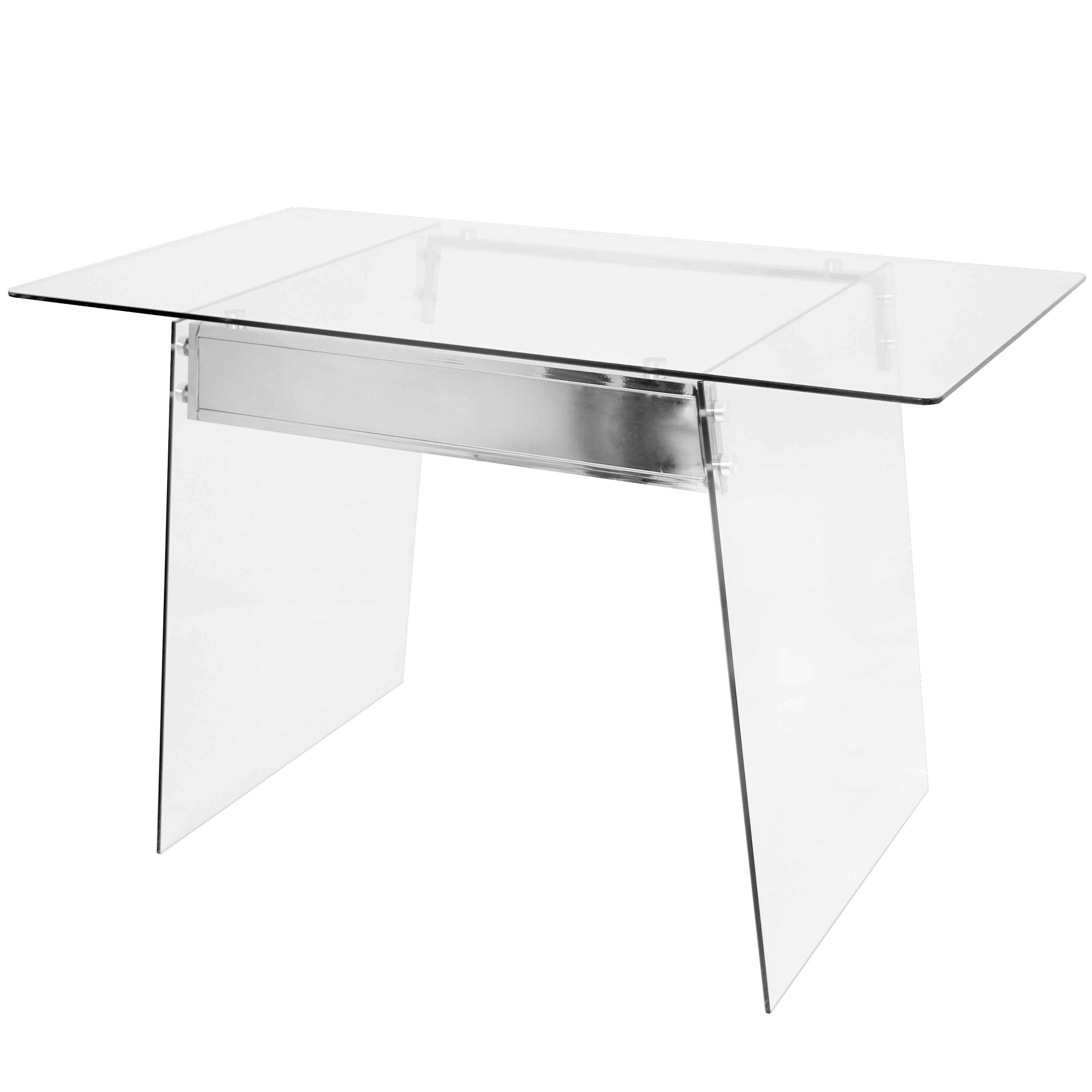 Glacier Contemporary Desk in Clear and Chrome by LumiSource