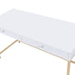 ACME Ottey Vanity Desk  in White High Gloss & Gold Finish AC00899