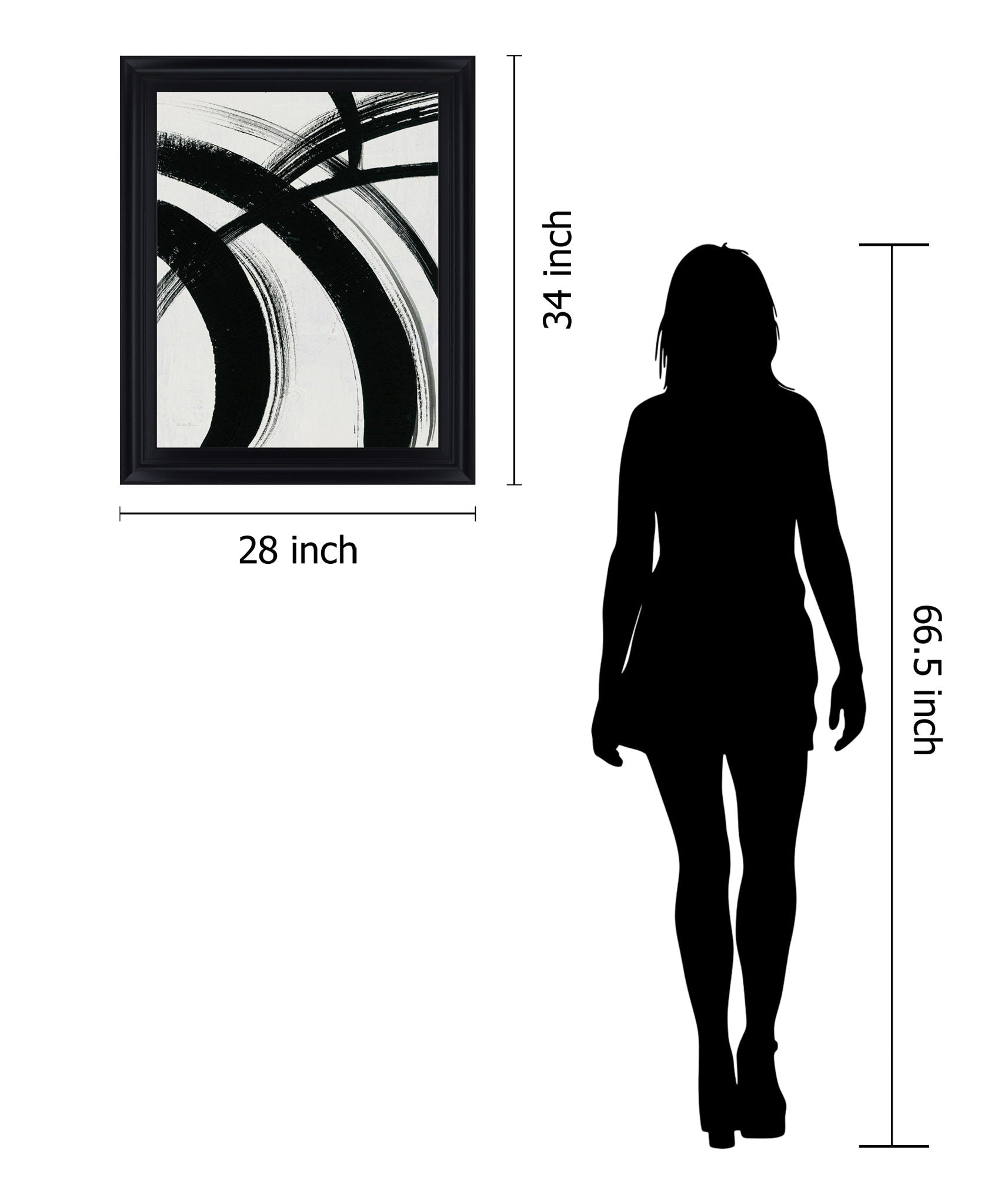 Ebony Arc - 28" x 34" Framed Wall Art - Dark Gray