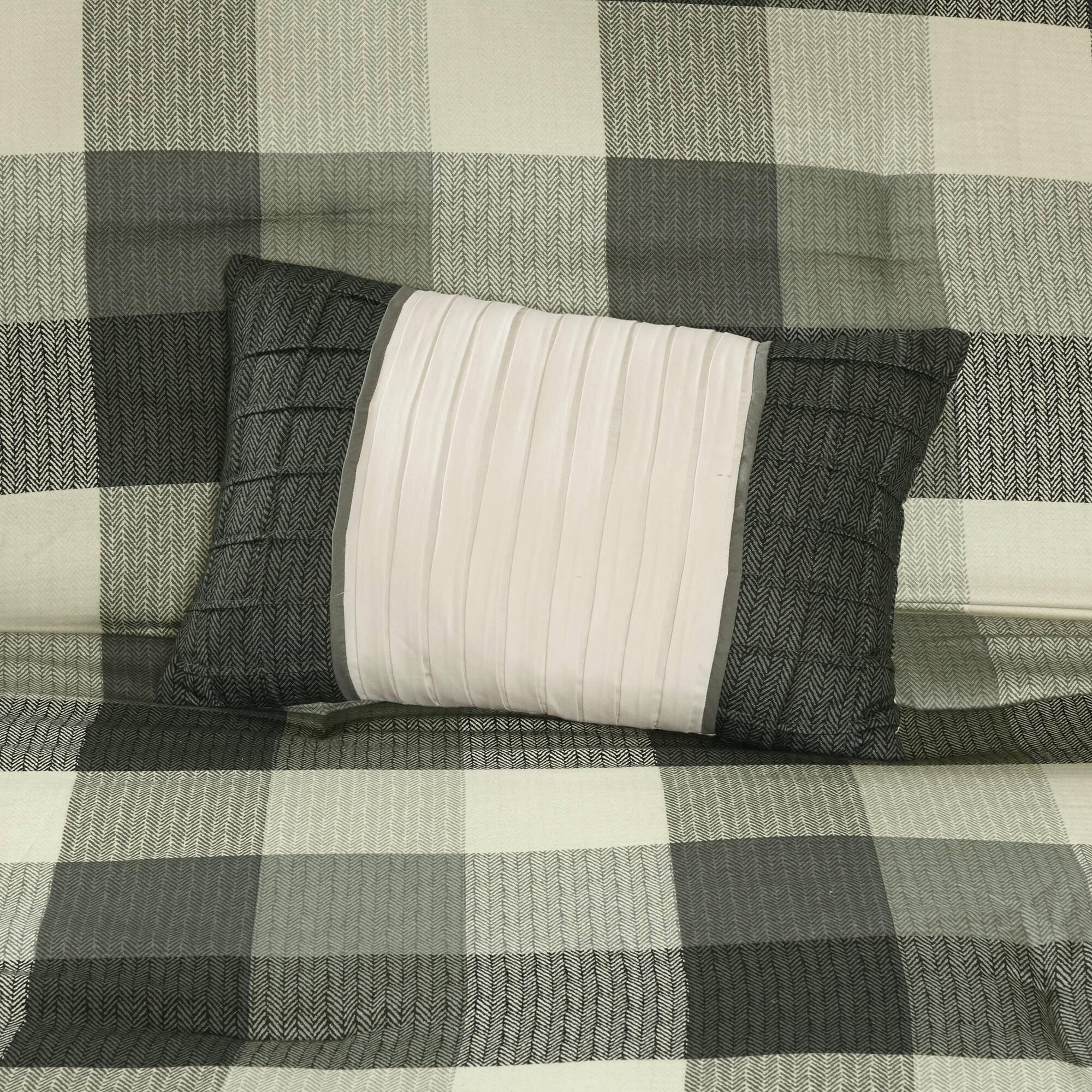 Ridge - King 7 Piece Herringbone Comforter Set - Gray