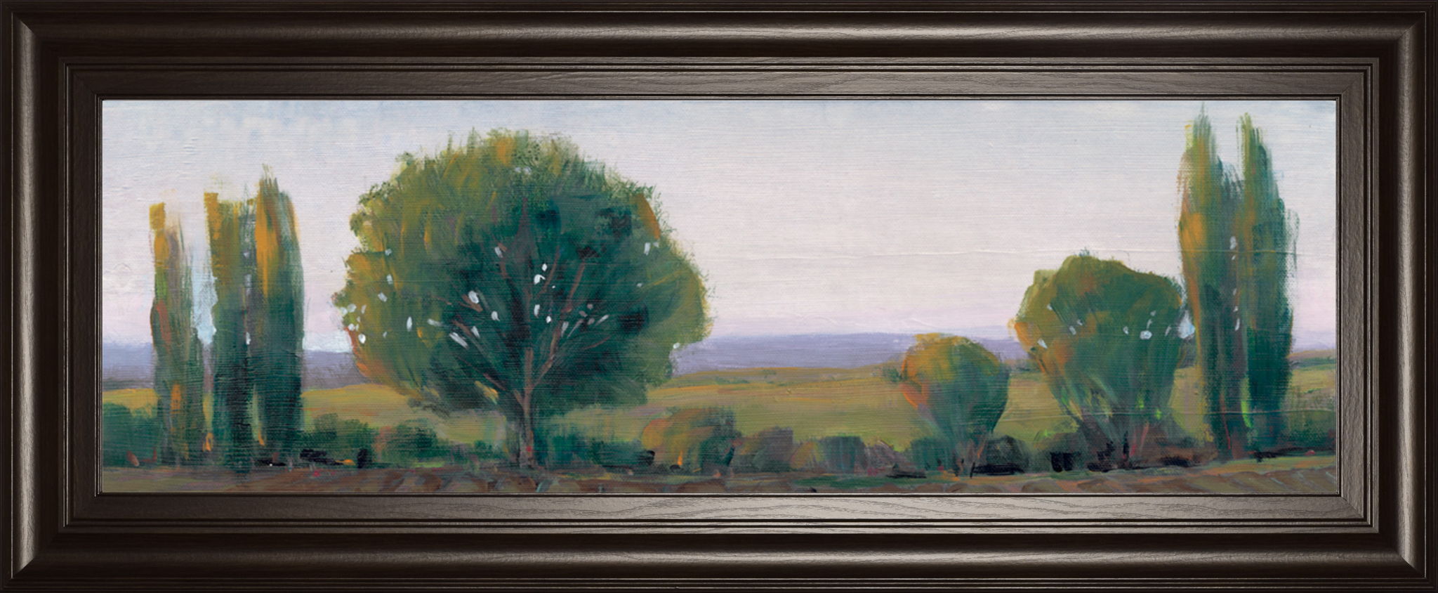 Panoramic Treeline I By Tim Otoole - Framed Print Wall Art - Dark Green