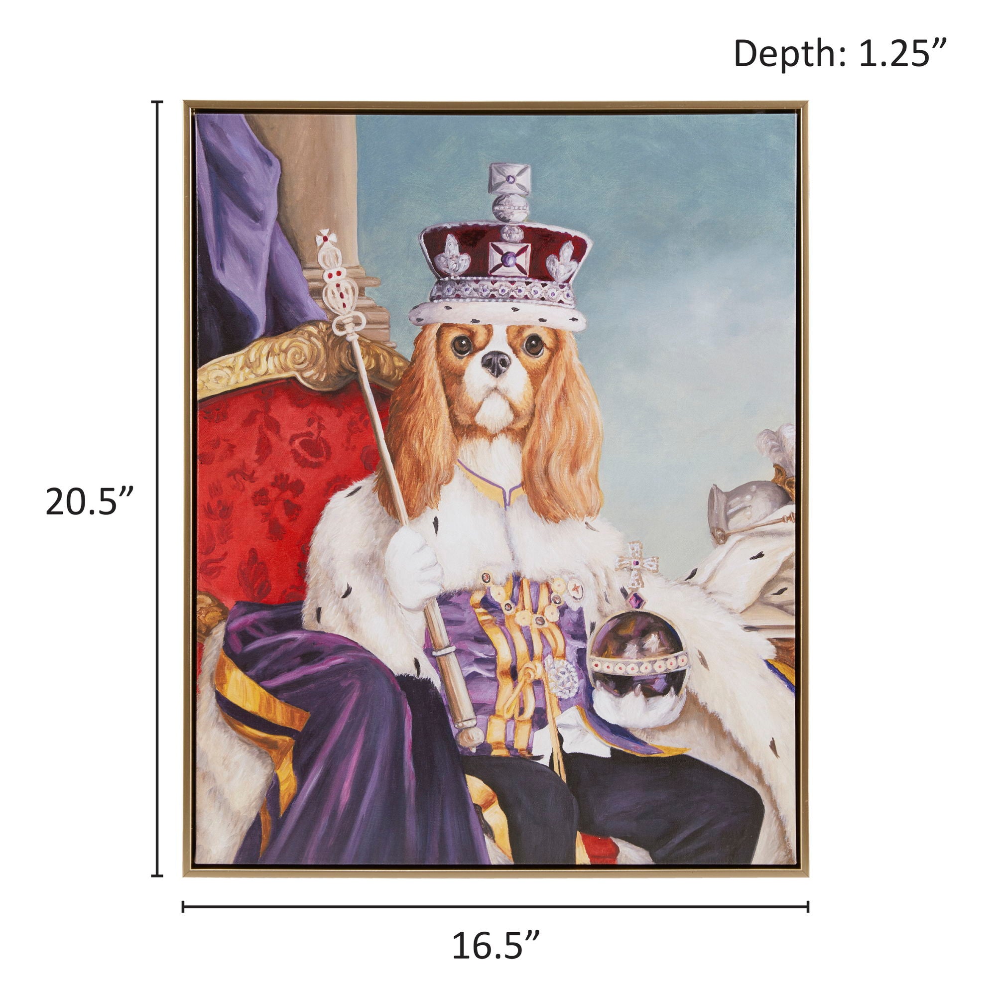 Pet Portrait - King Charles Spaniel Iii Framed Canvas Wall Art - Multi