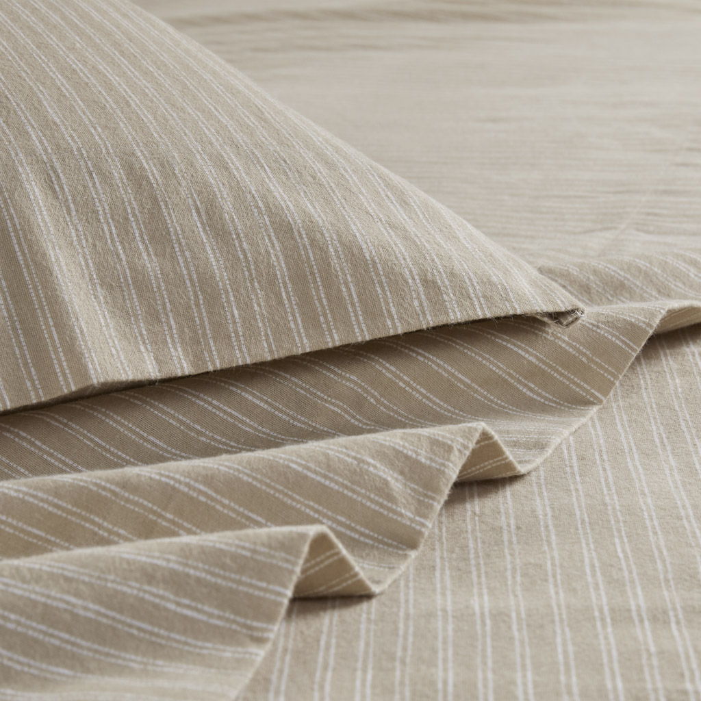 Oversized Cotton Flannel - 4 Piece Sheet Set - Beige