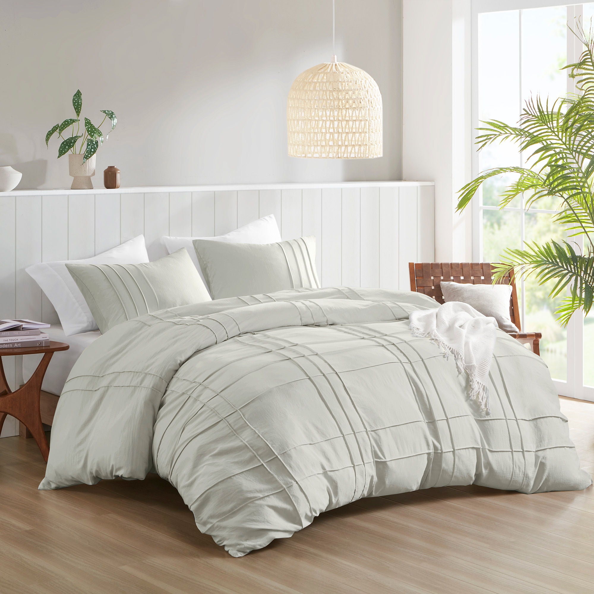 Porter - Full Soft Washed Pleated Duvet Cover Set - Silver