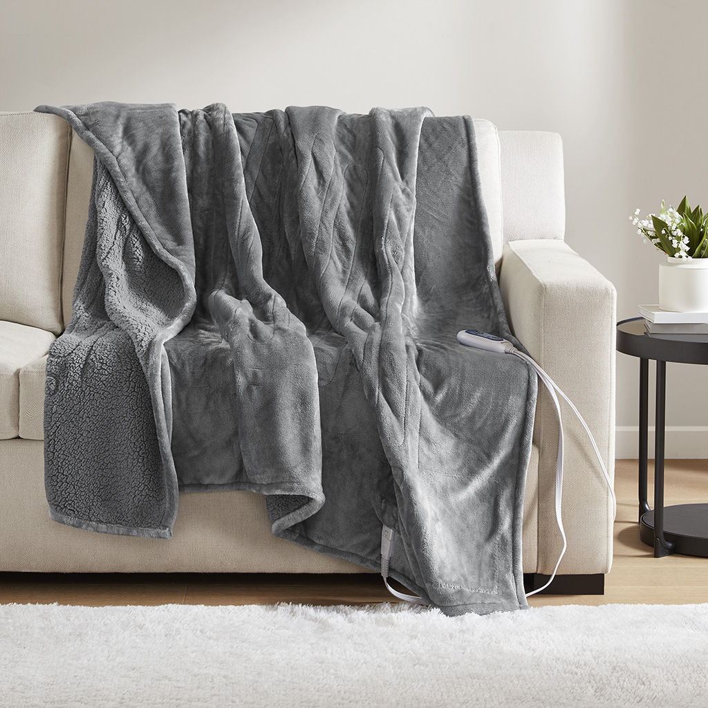Heated Microlight to Berber - Throw - Gray