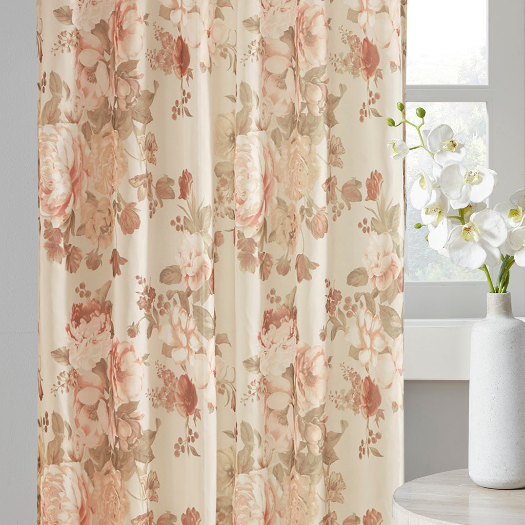 Printed Floral Twist Tab Top Voile Sheer Curtain