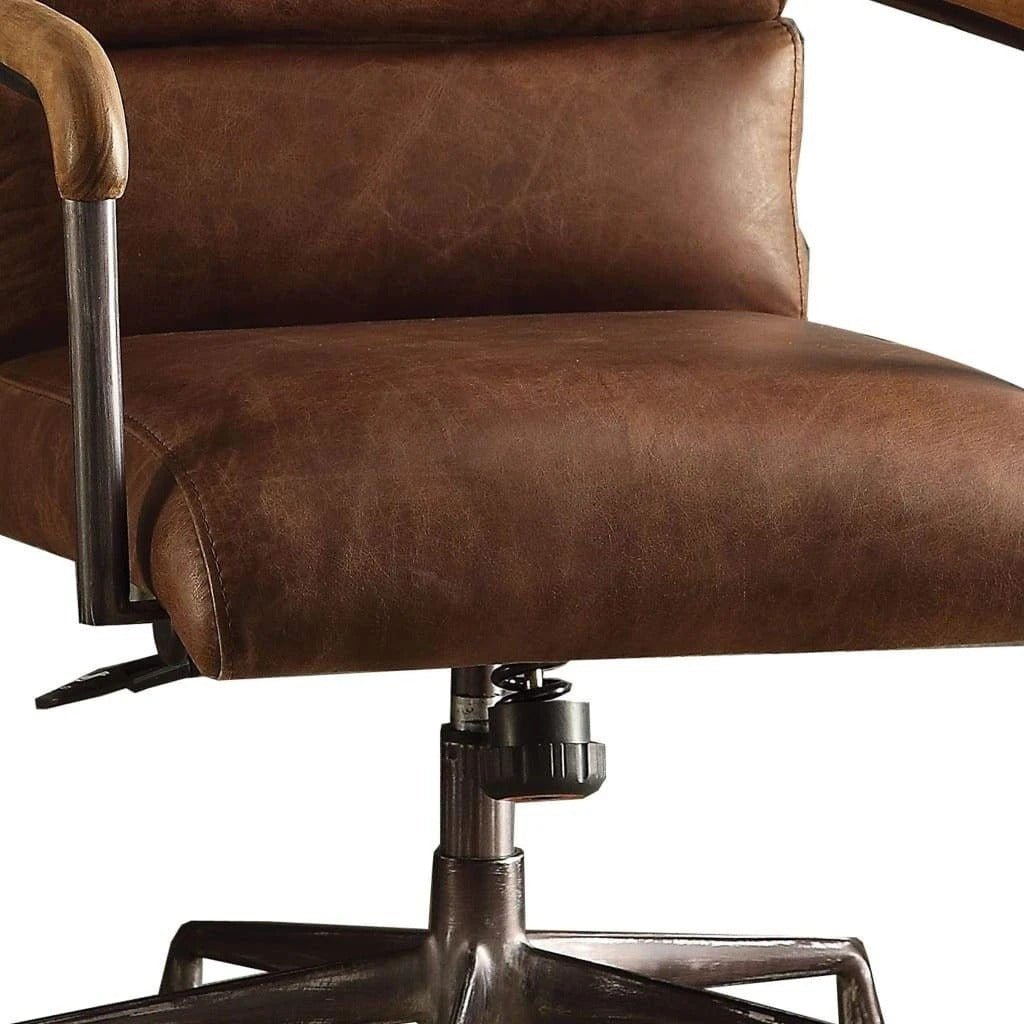 ACME Harith Office Chair in Retro Brown Top Grain Leather 92414