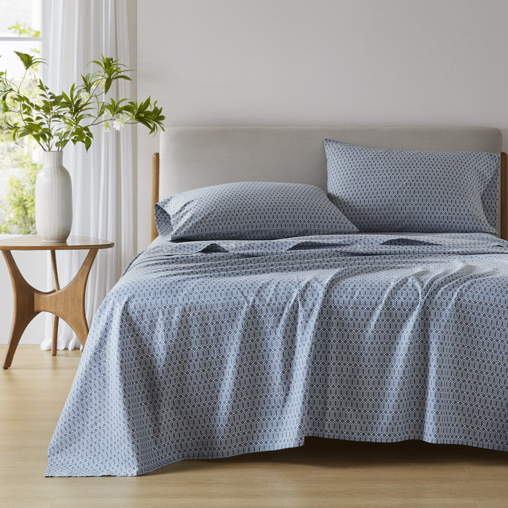 Cotton 144TC - King Printed Sheets - Diamond Blue