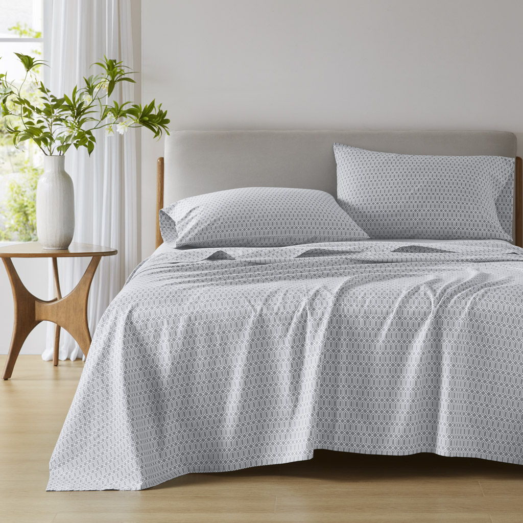 Cotton 144TC - California King Printed Sheets - Diamond Gray