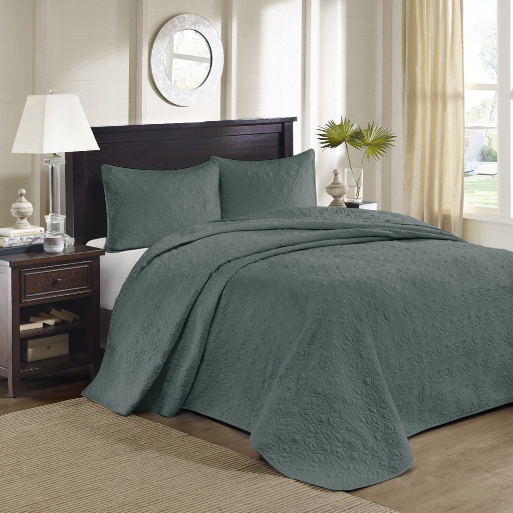 Quebec - 3 Piece King Reversible Bedspread Set - Balsam Green