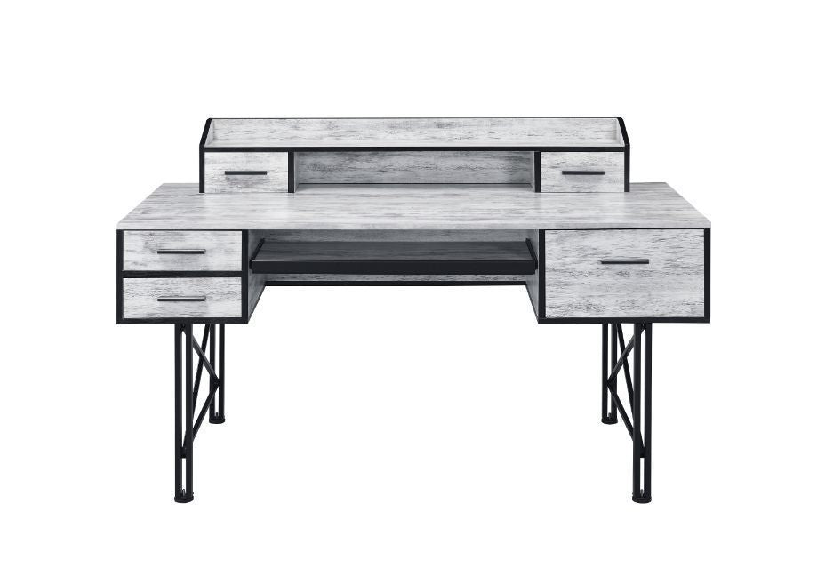 ACME Safea Computer Desk, Antique White & Black Finish 92802