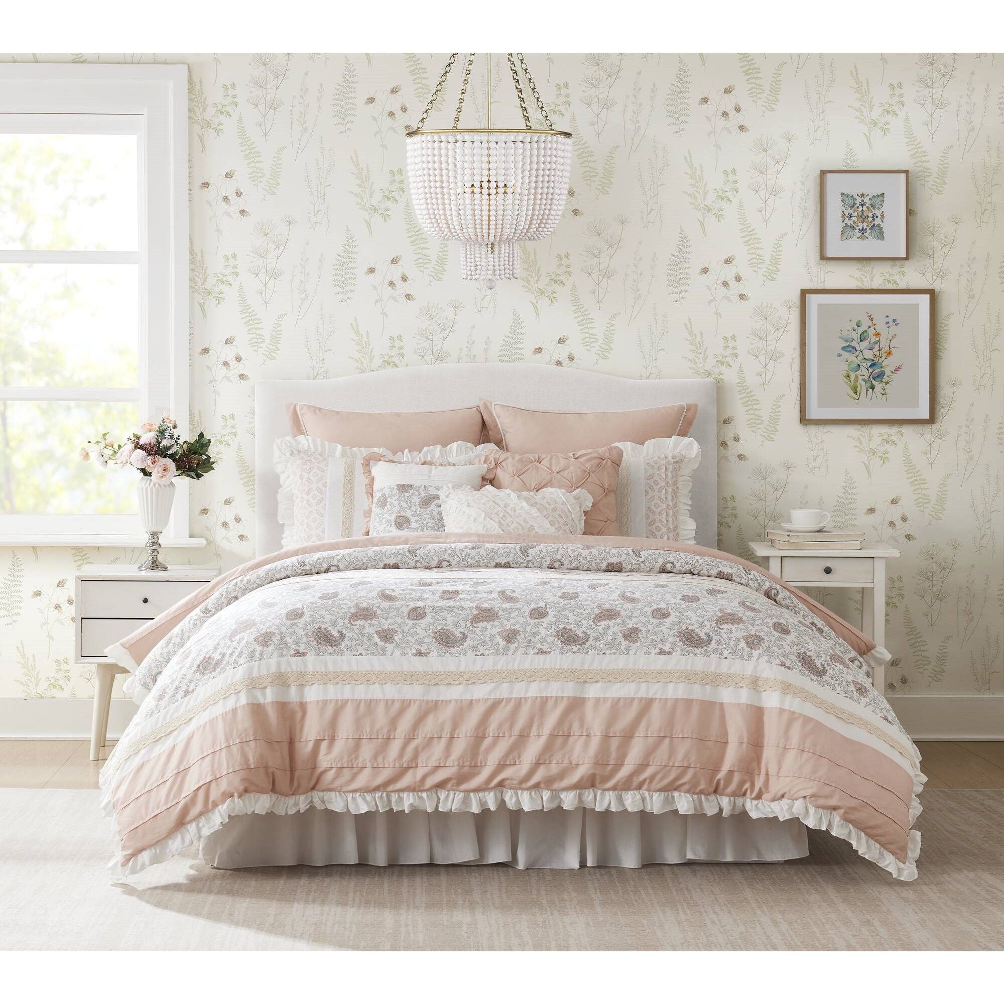Dawn - Queen - 9 Piece Comforter Set - Blush