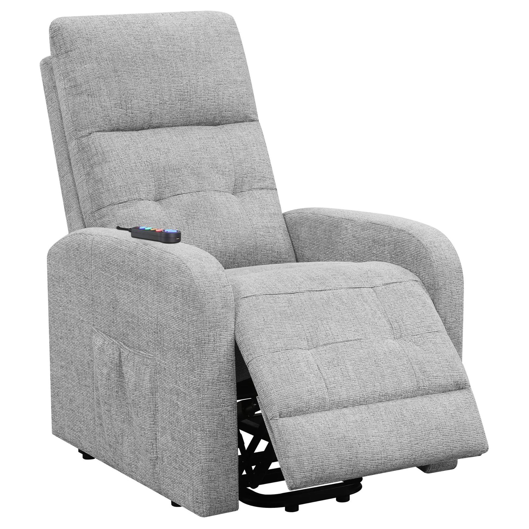 Grey Tufted Power Lift Recliner