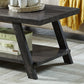 Athens Contemporary Replicated Wood Shelf Coffee Set Table in Charcoal Finish