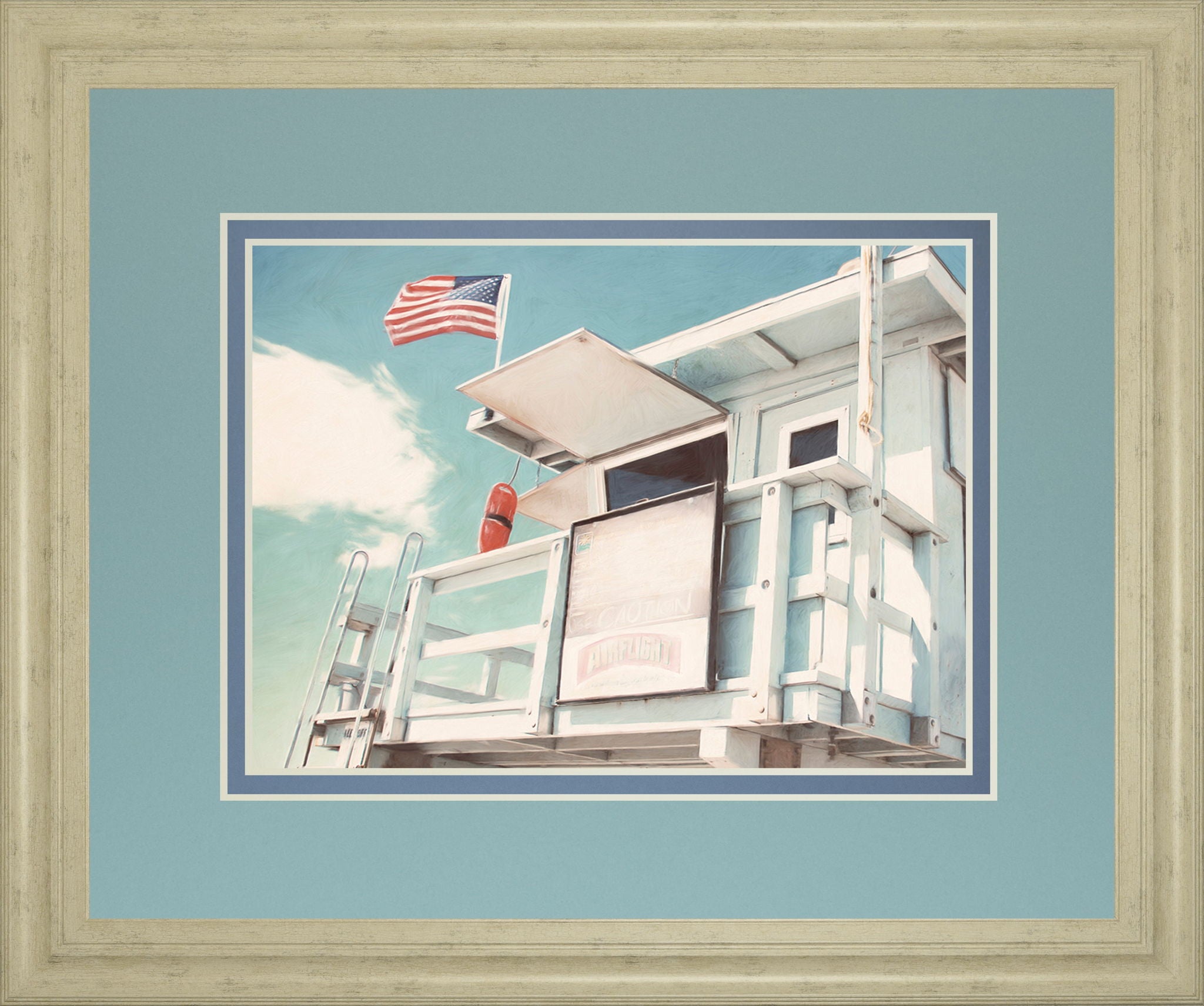 The Cabin By Natasia Cook - Framed Print Wall Art - Light Blue