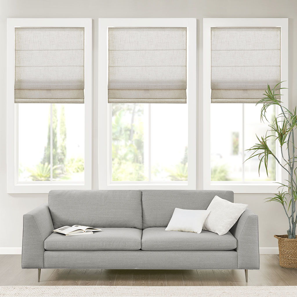 Kyler - Linen Blend Light Filtering Cordless Roman Shade - Natural