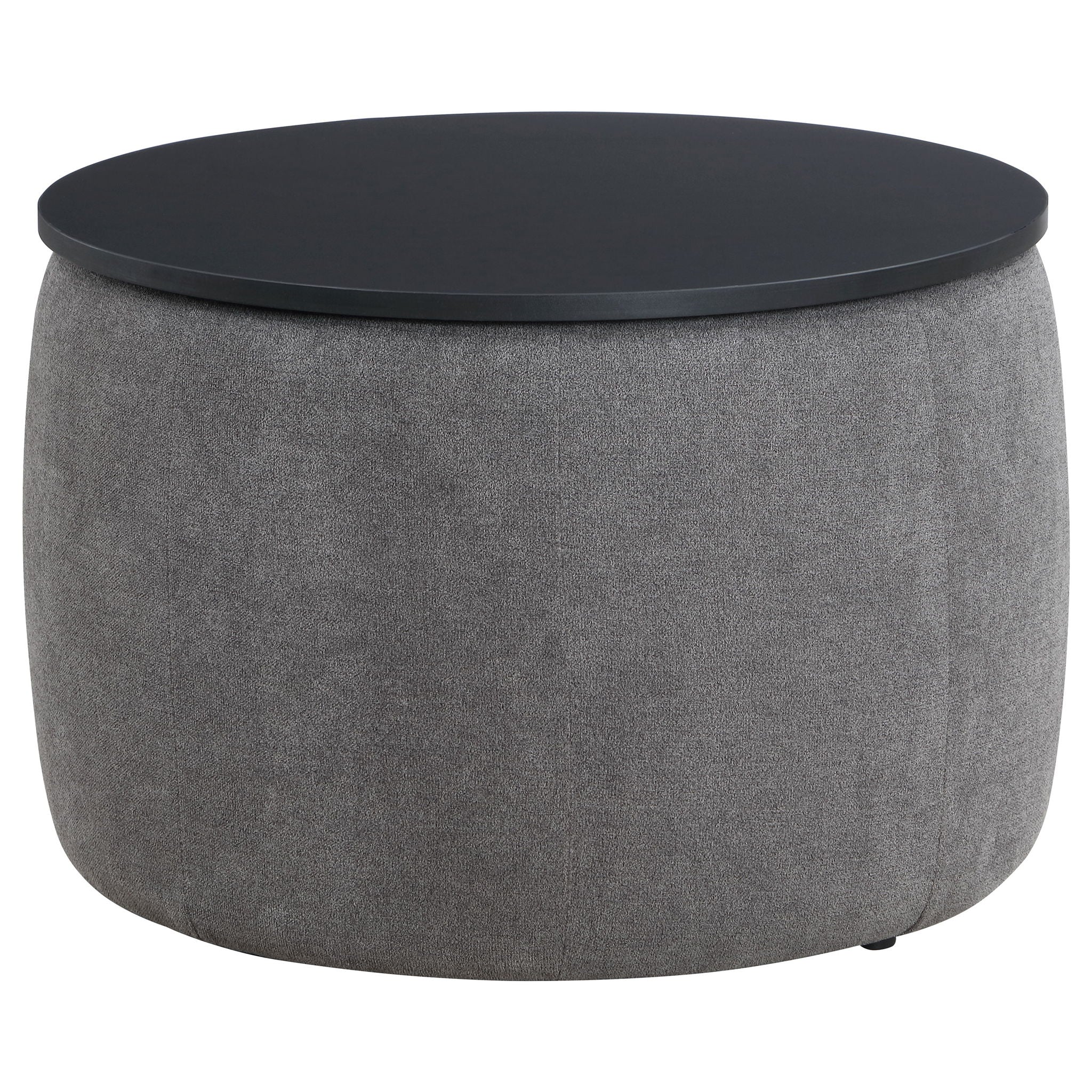 Reeves - Round Upholstered Lift Top Storage Ottoman - Gray