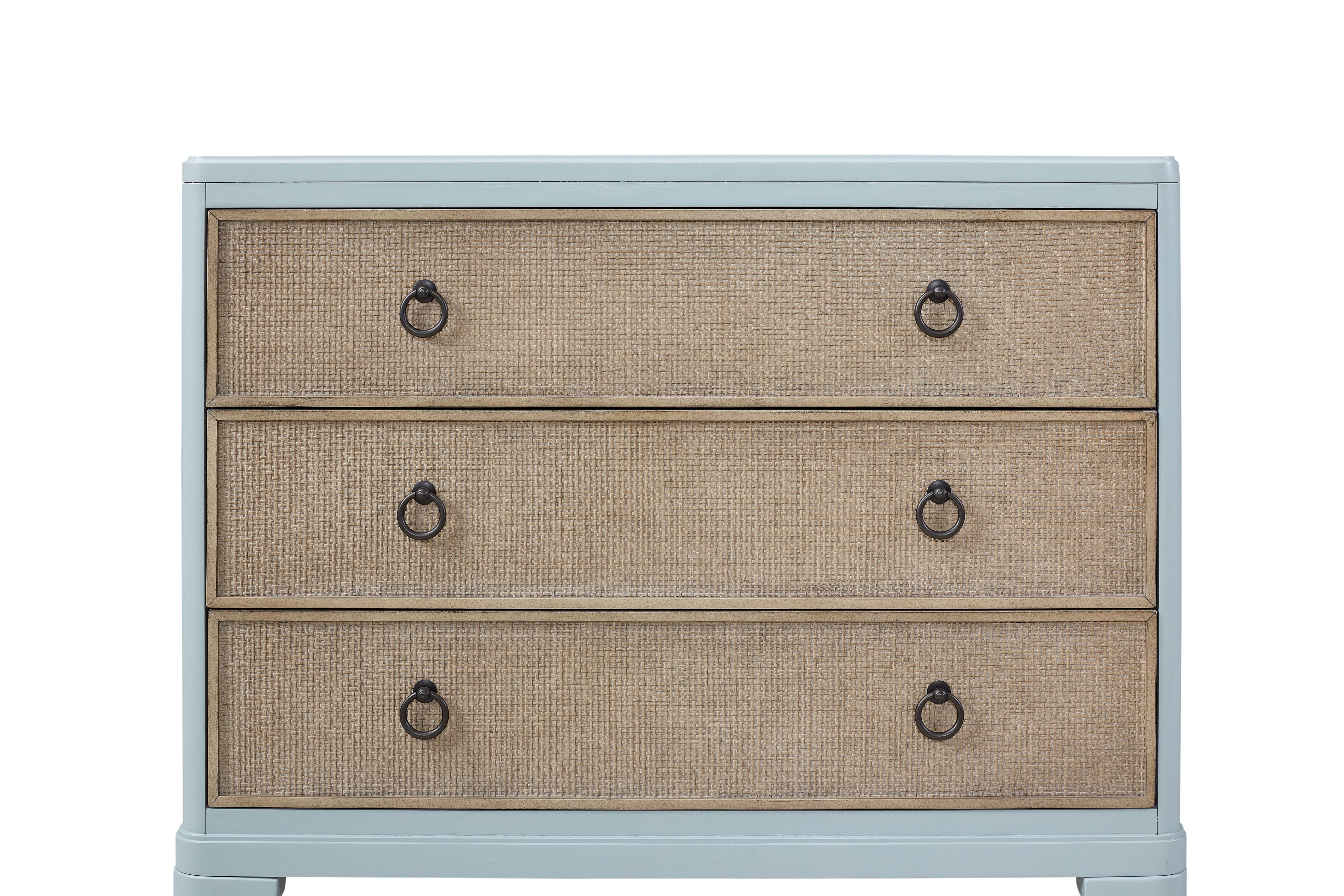 Ocean - 3 Drawers Hall Chest With Cane Fronts - Light Blue