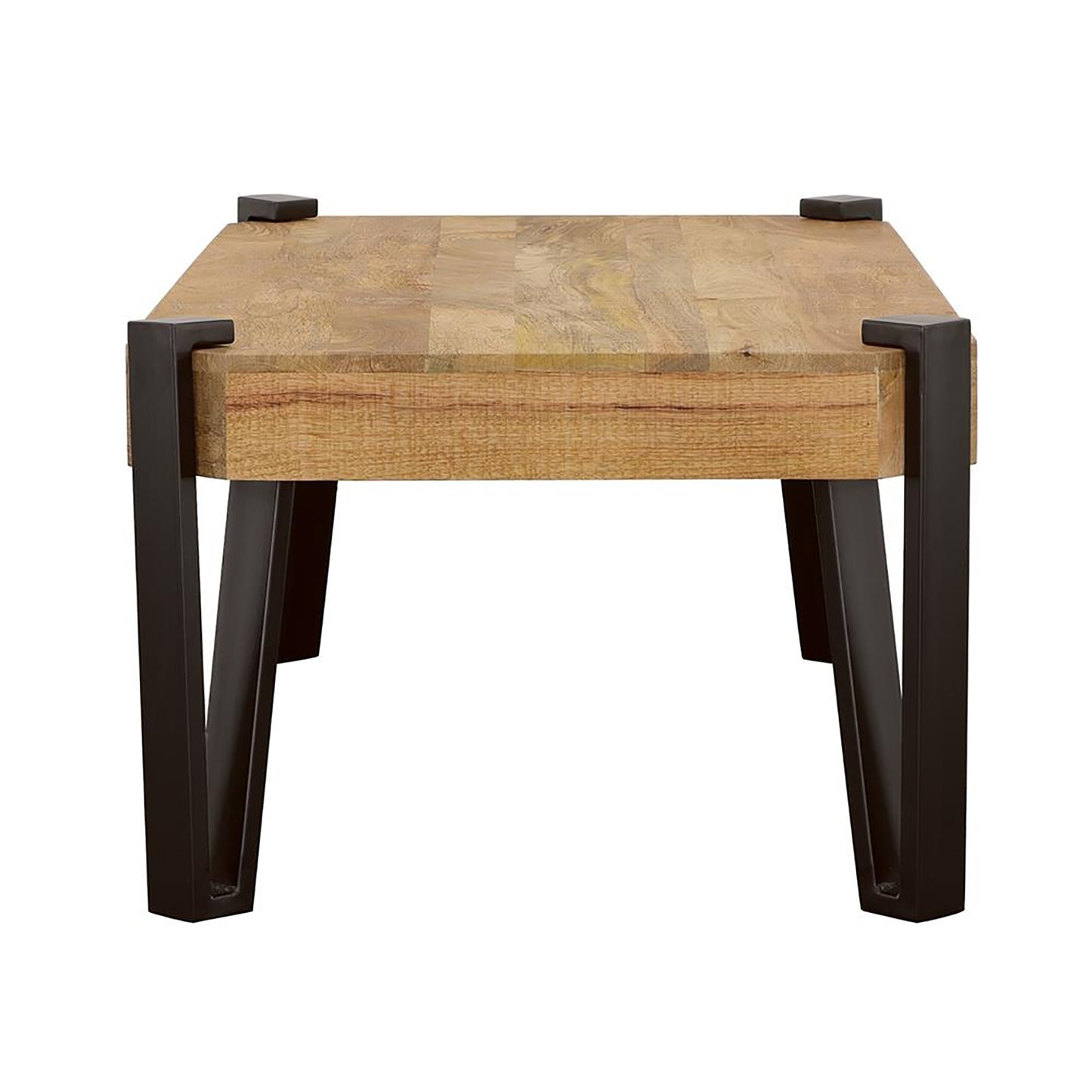 Natural and Matte Black Top Coffee Table