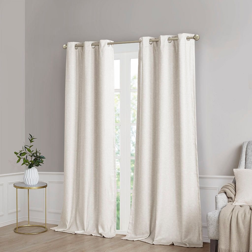 Tonal Printed Faux Silk Total Blackout Curtain Panel Pair