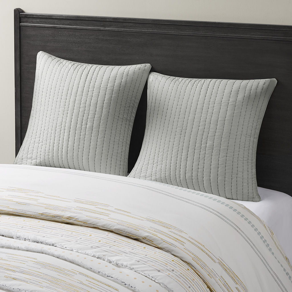 Camila - Quilted Euro Sham - Gray
