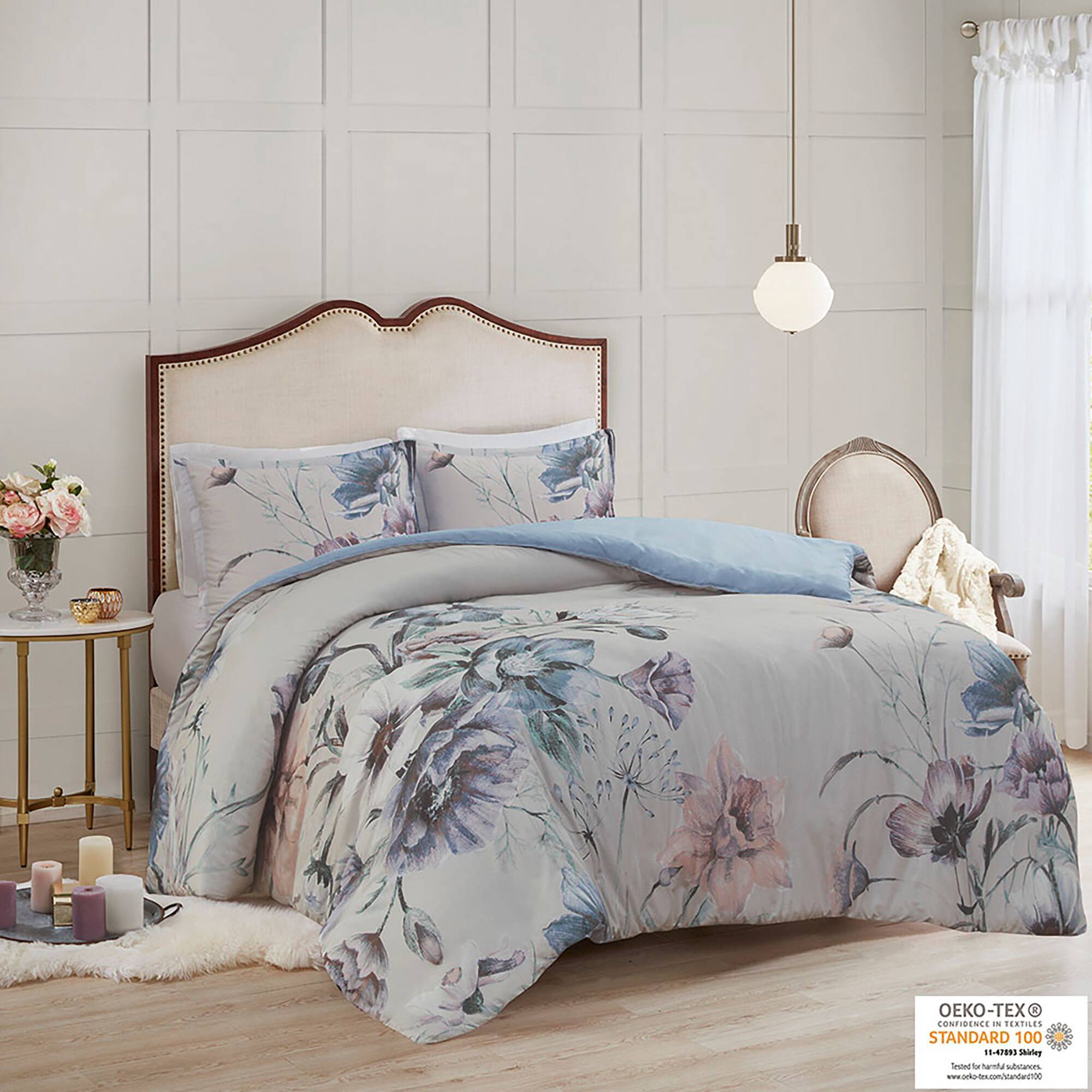 Cassandra - 3 Piece Printed Duvet Cover Set - Blue