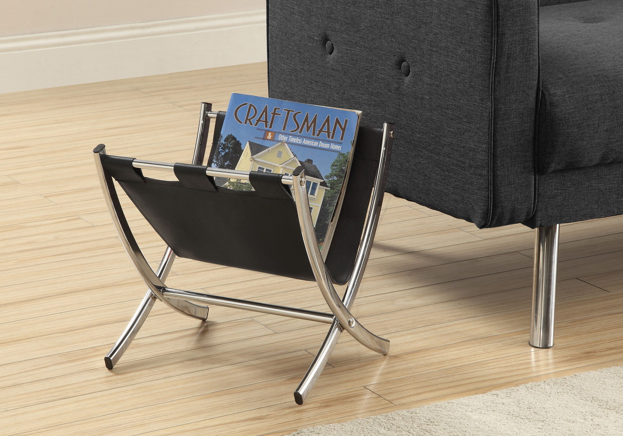 Magazine Rack Standing Organizer Storage Leather Look