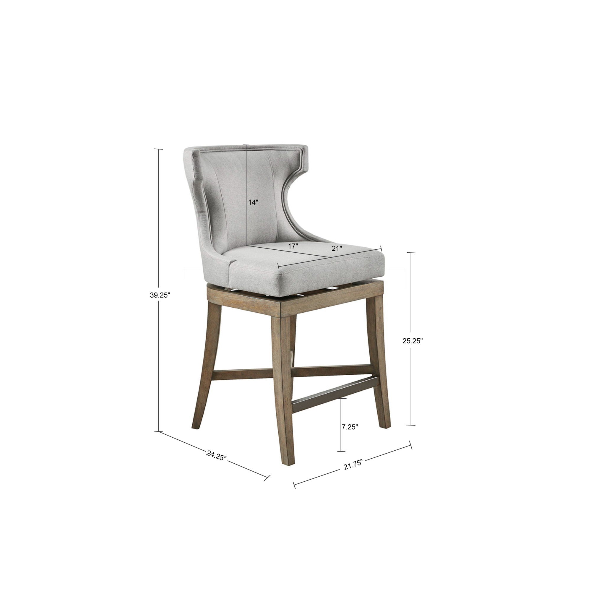 Carson - Counter Stool With Swivel Seat - Light Gray