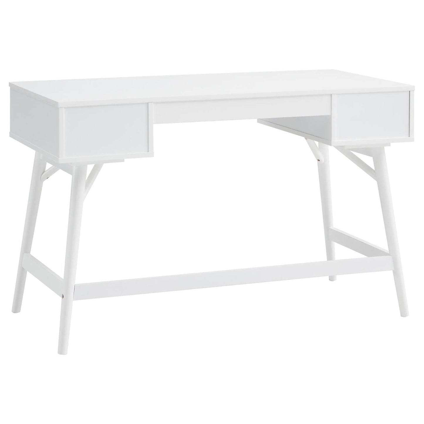 White 3-Drawer Rectangle Mid-century Writing Desk