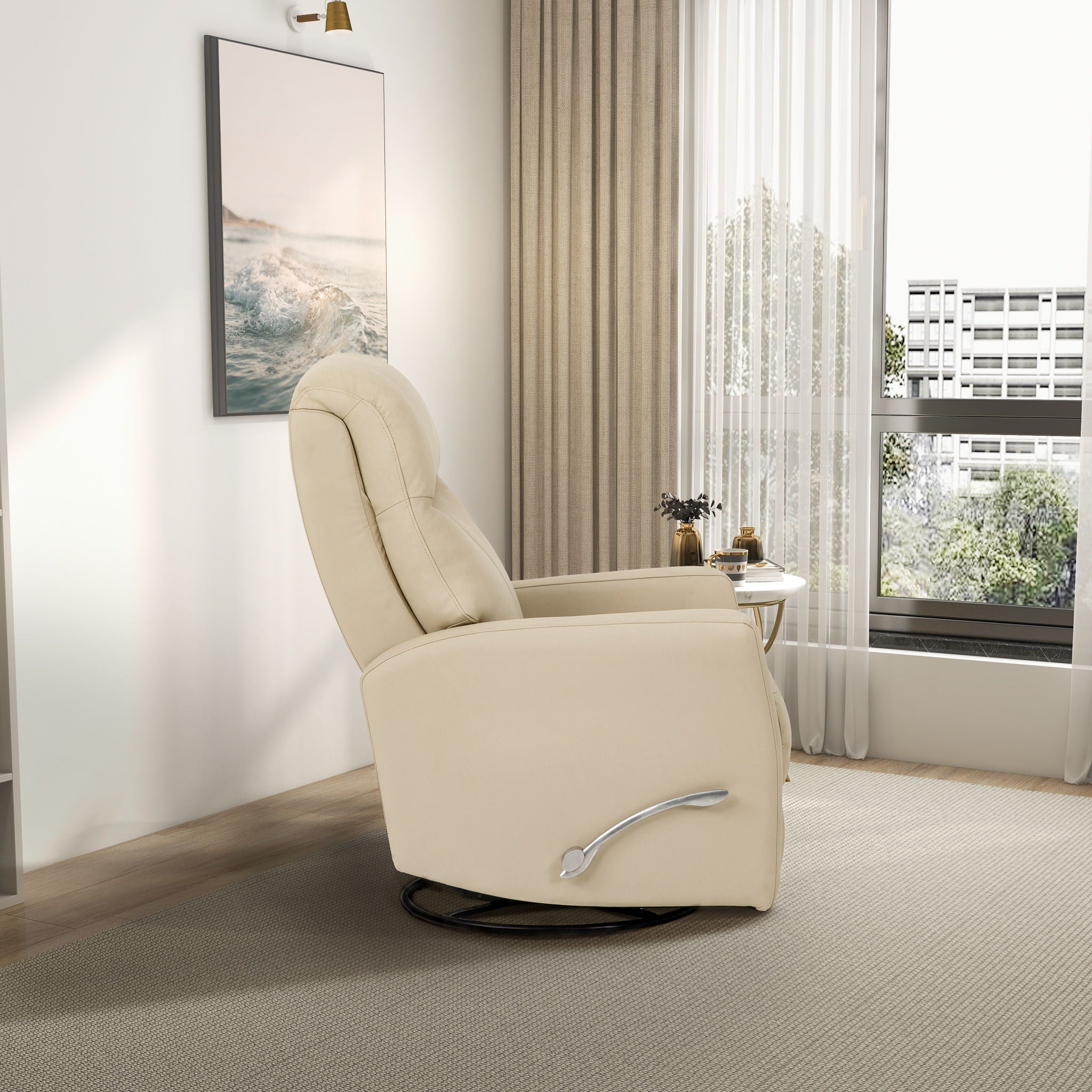 Harlow - Swivel Glider Recliner Chair - Ivory