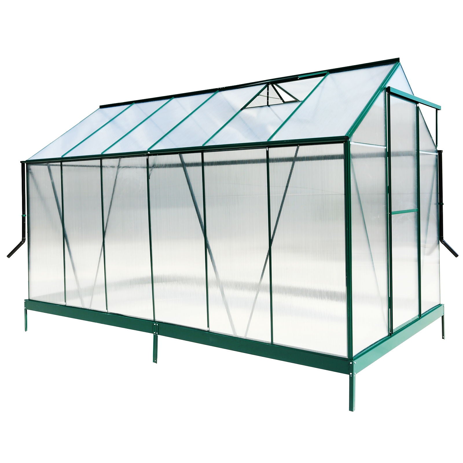 Polycarbonate Greenhouse, Heavy Duty Outdoor Aluminum Walk-In Green House Kit With Rain Gutter, Vent And Door For Backyard Garden