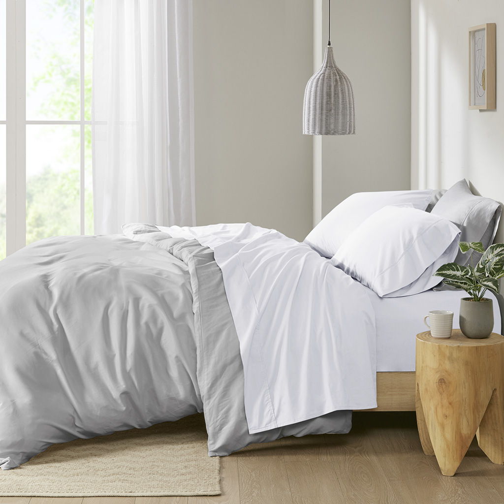 Peached Percale - Twin Sheet Set - White