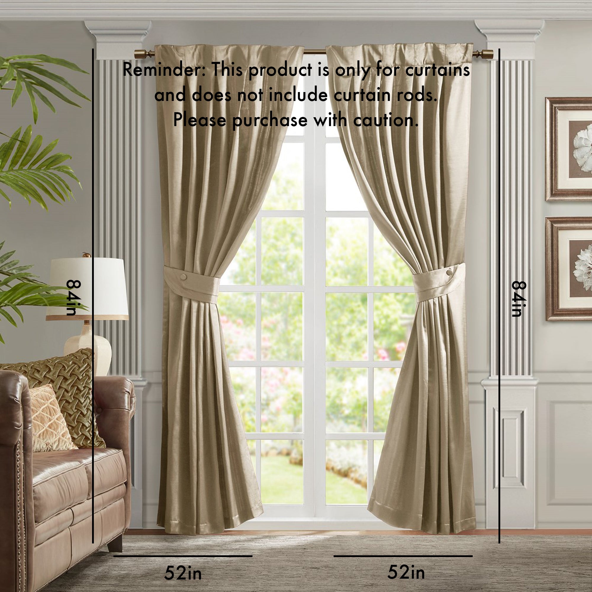 Pleat Curtain Panel with Tieback (Single)
