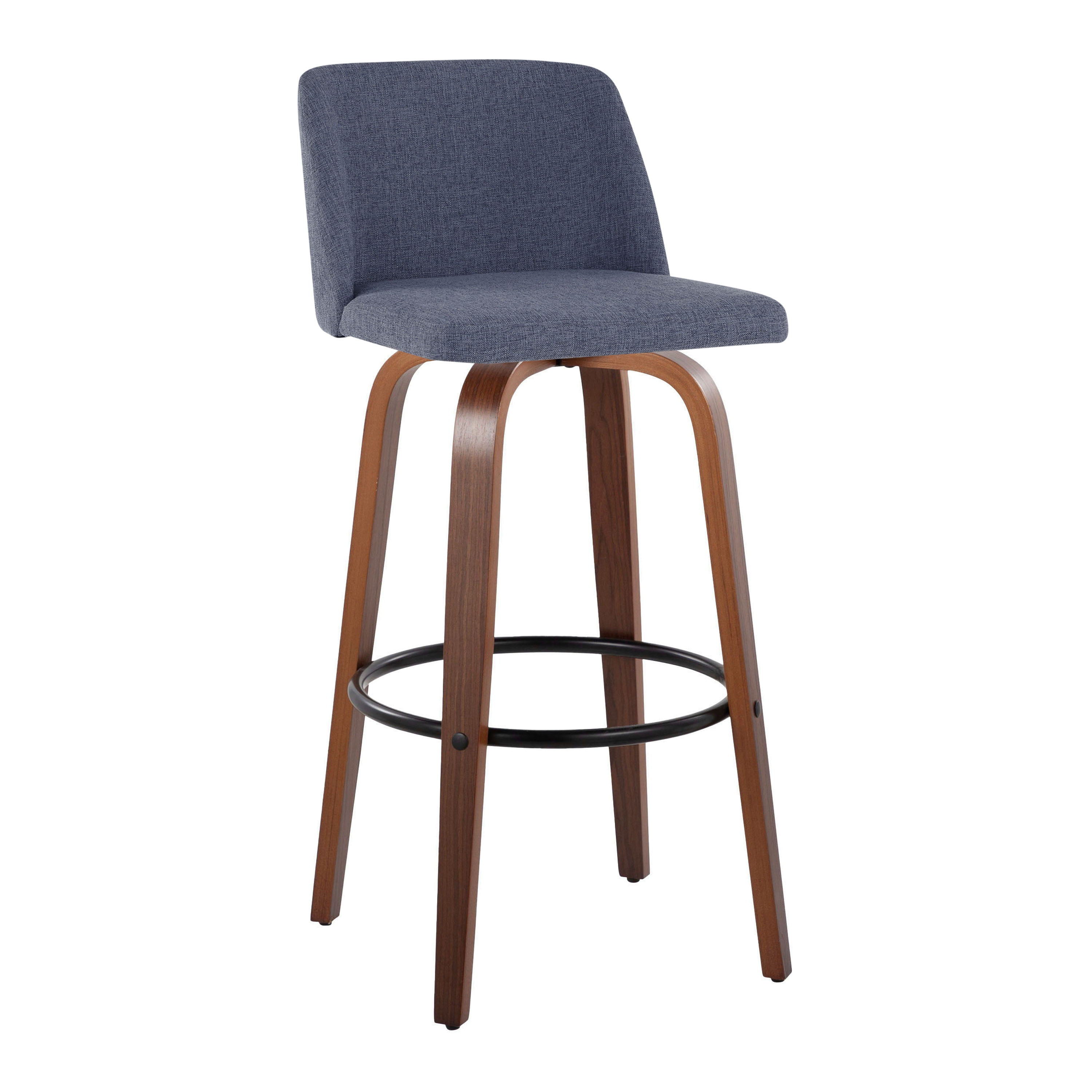 Toriano - Mid Century Modern Fixed Height Barstool Swivel And Round Footrest (Set of 2)