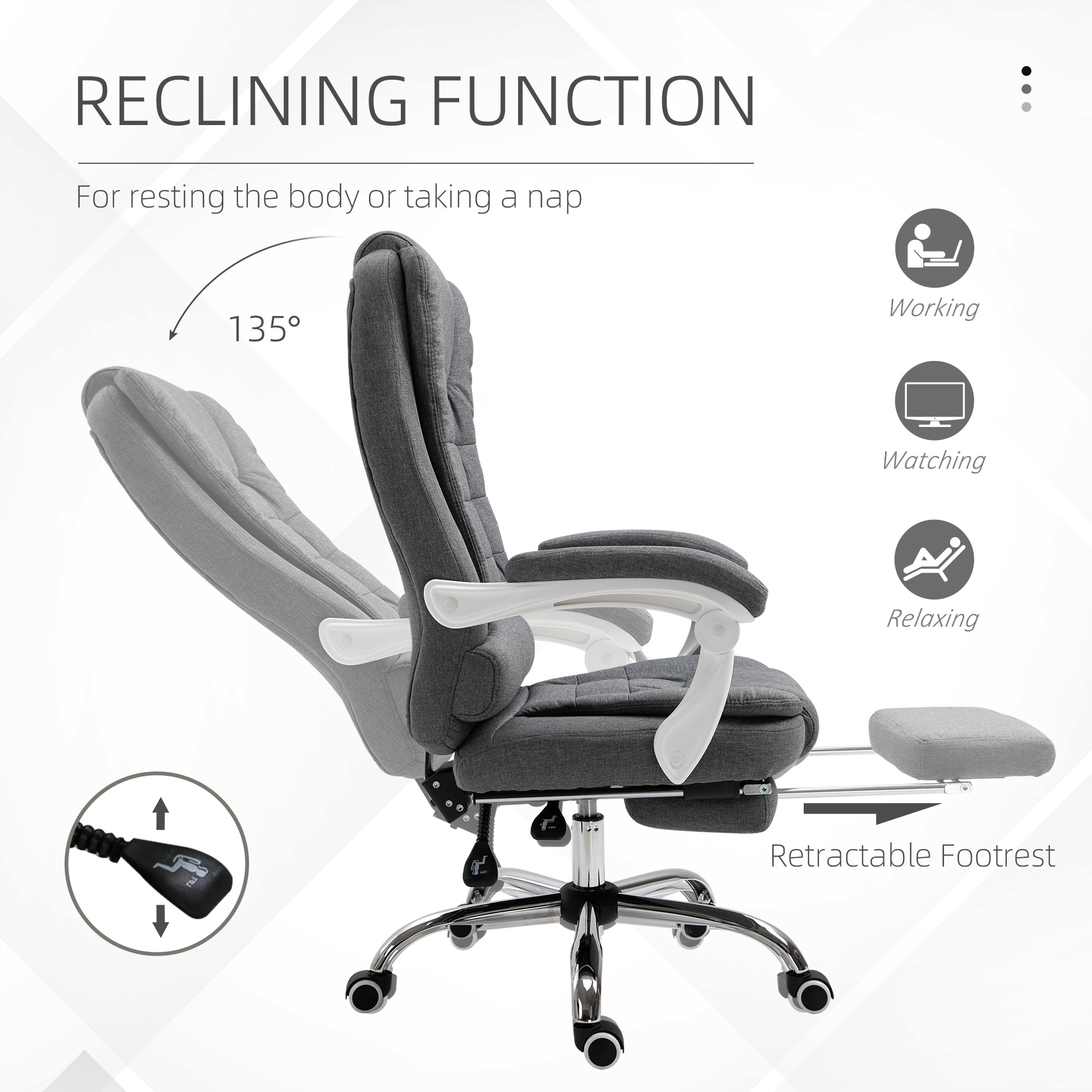 Vinsetto Executive Office Chair with Footrest, Linen-Fabric Computer Chair