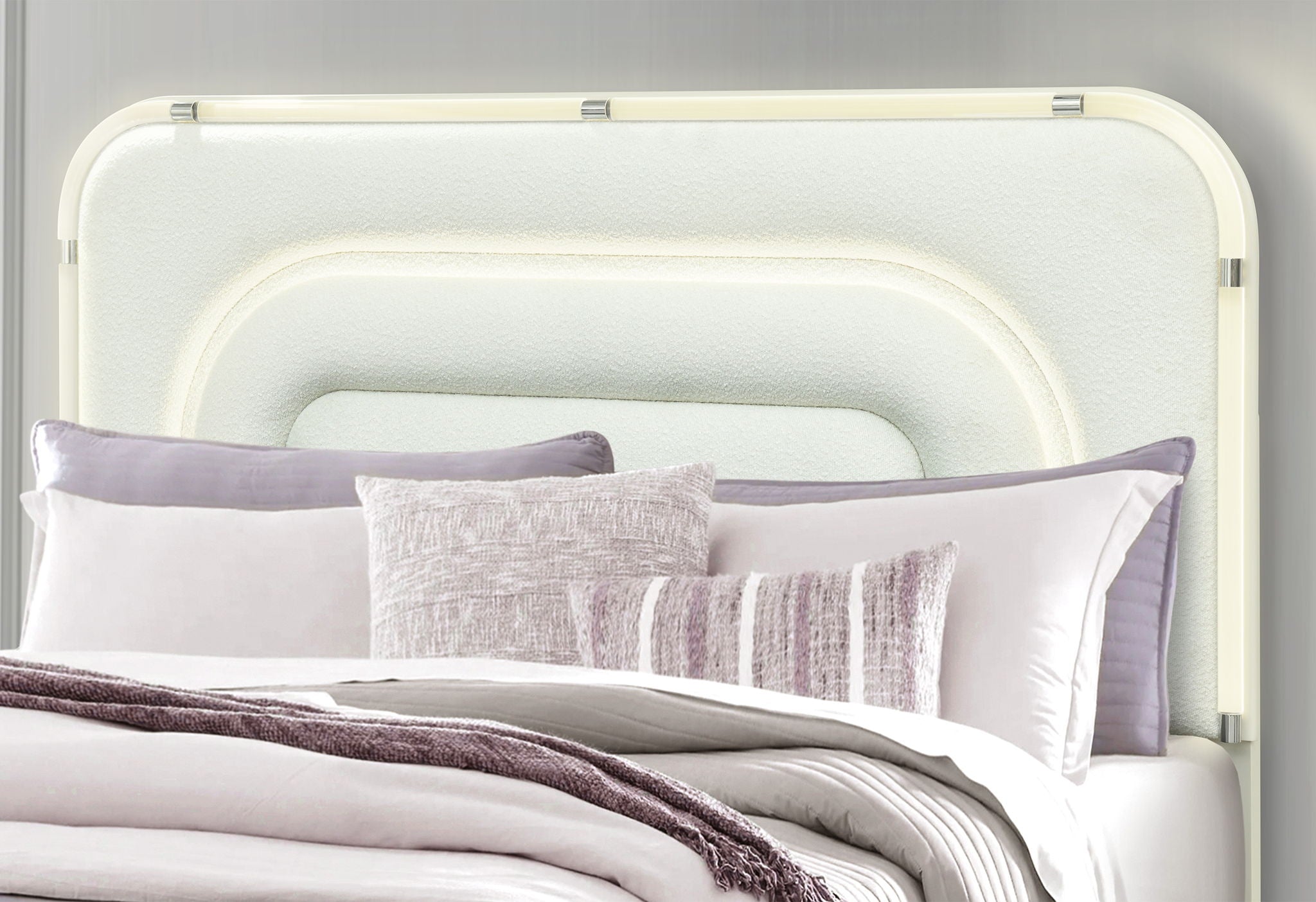 Lyra - King Bed Headboard With LED - Beige