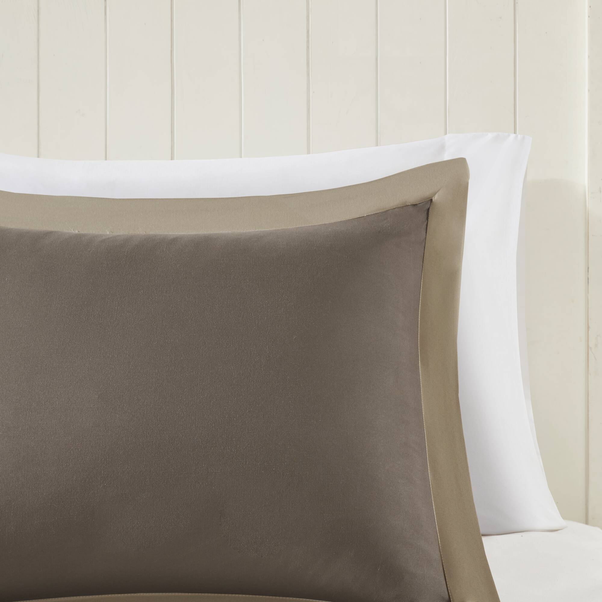 Larkspur - Twin 3M Scotchgard Diamond Quilting Reversible Down Alternative Comforter Set - Brown / Sand