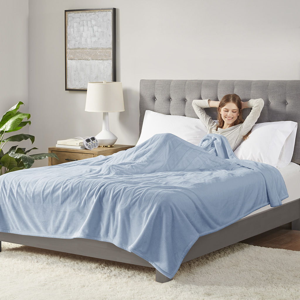 King Heated Blanket - Light Blue