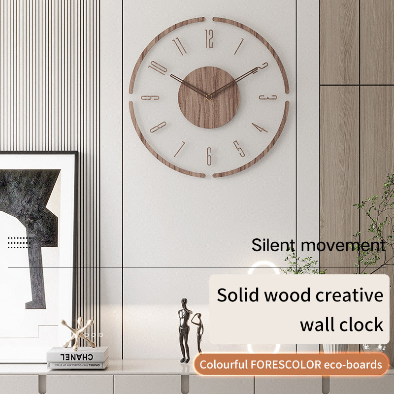 Solid Wood Creative Silent Quartz Clock Wall Clock 35cm