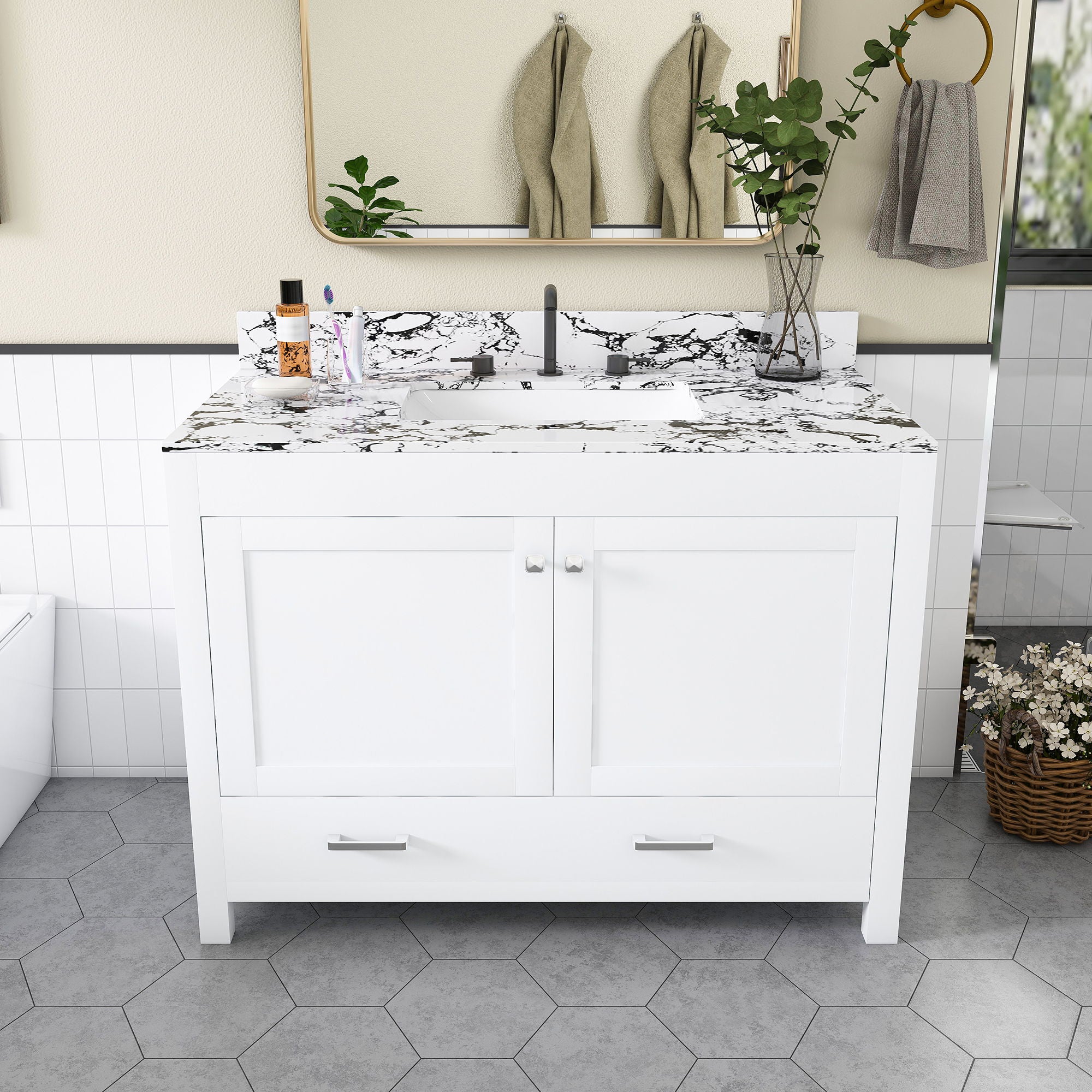 Bathroom Vanity With Storage - White