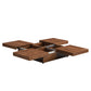 Square Marble Veneer Coffee Table Sliding Top with Storage in Walnut 39.4''