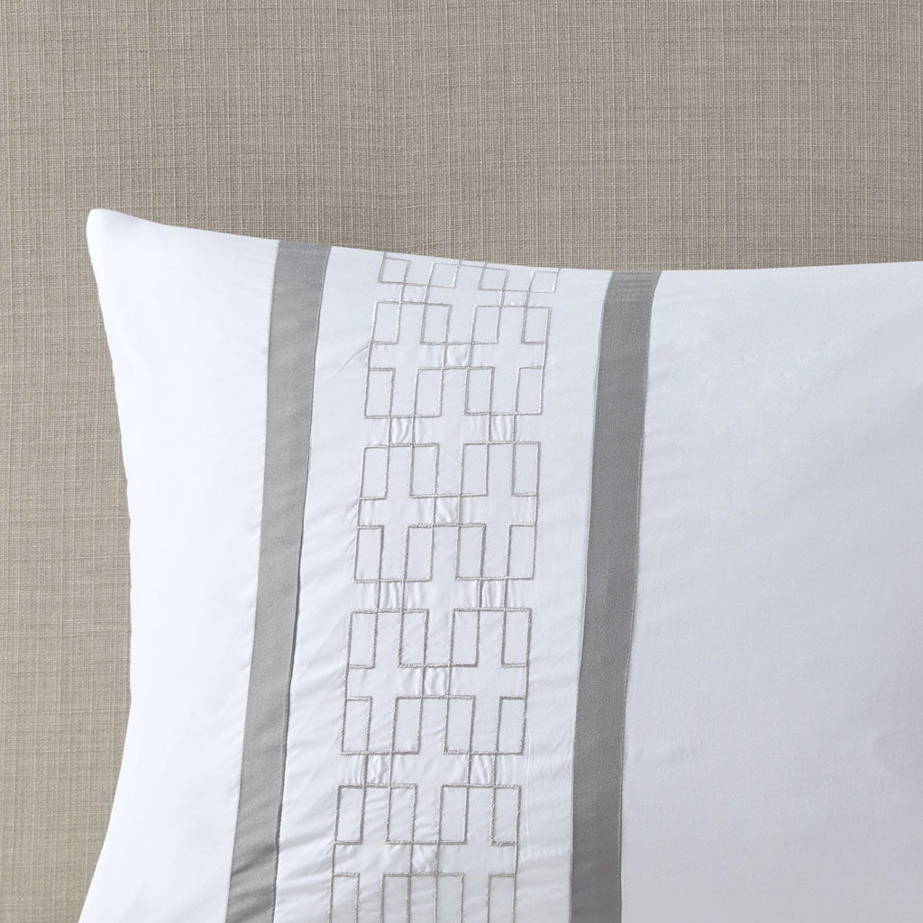 Powell - Queen 8 Piece Embroidered Comforter Set - White