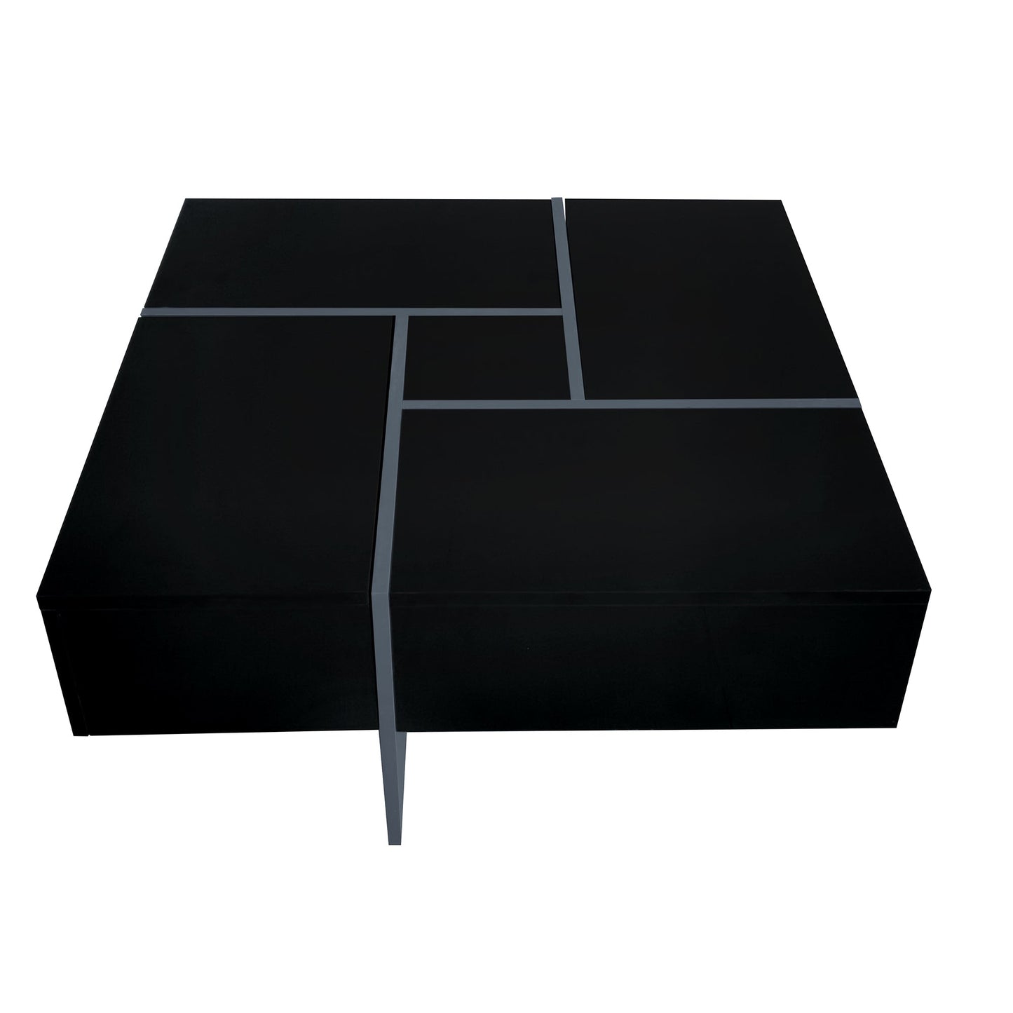 Unique Design Coffee Table with 4 Hidden Storage Compartments, Square Cocktail Table with Extendable Sliding Tabletop, UV High-gloss Design Center Table for Living Room, 31.5"x 31.5"